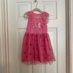 Girls Hot Pink Minnie Mouse Bow Dress